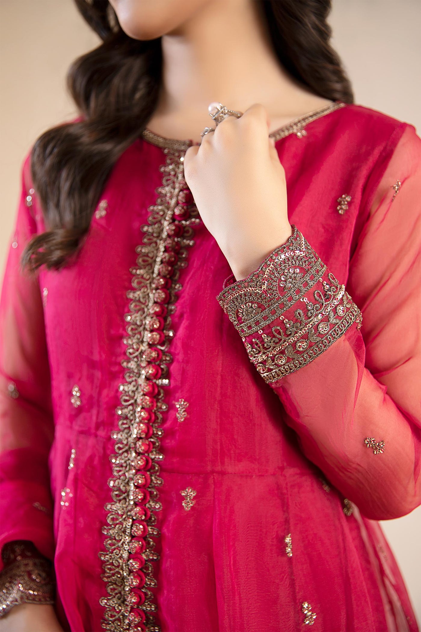 2 Piece Embroidered Poly Organza Suit | MB-F24-615