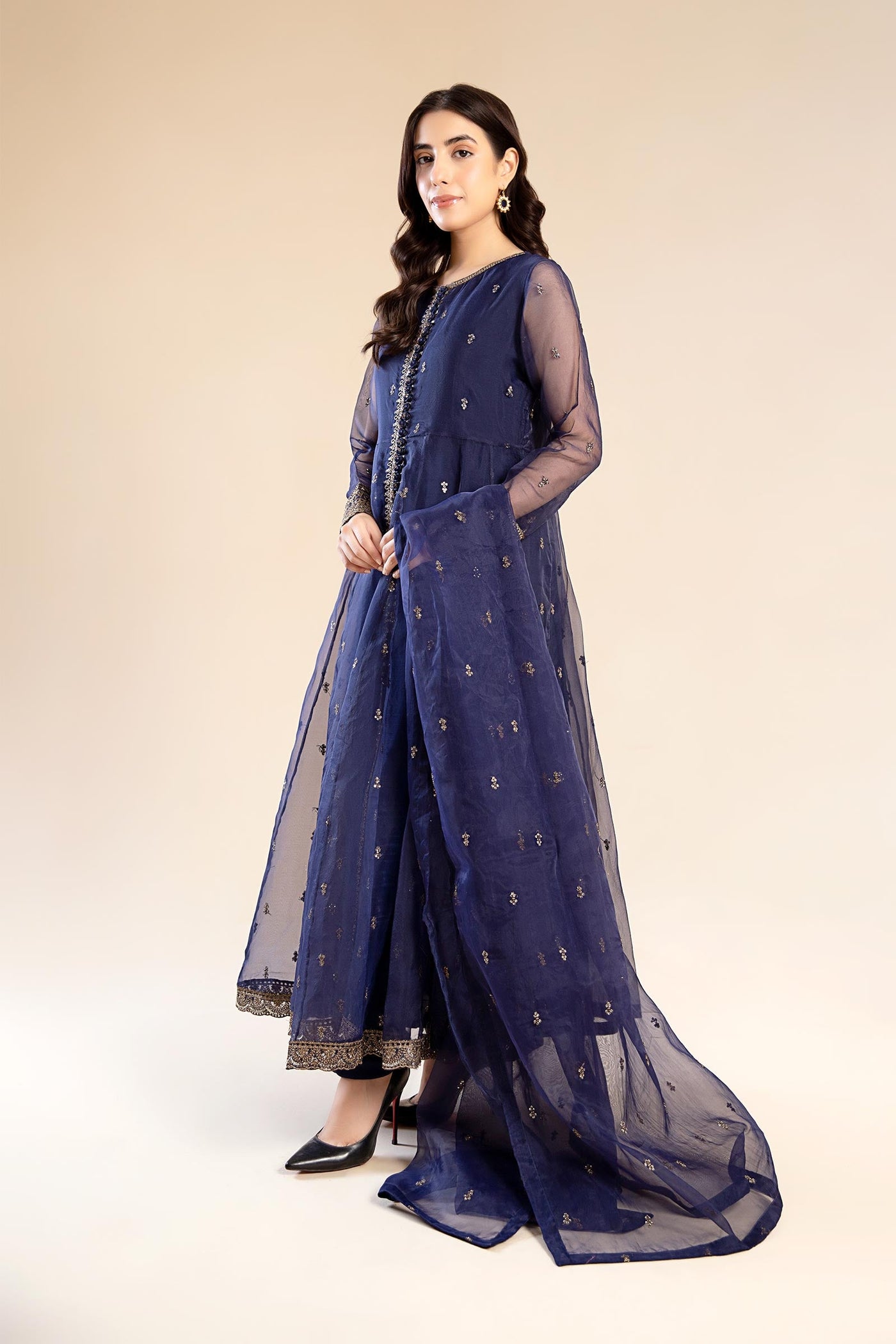 2 Piece Embroidered Poly Organza Suit | MB-F24-615