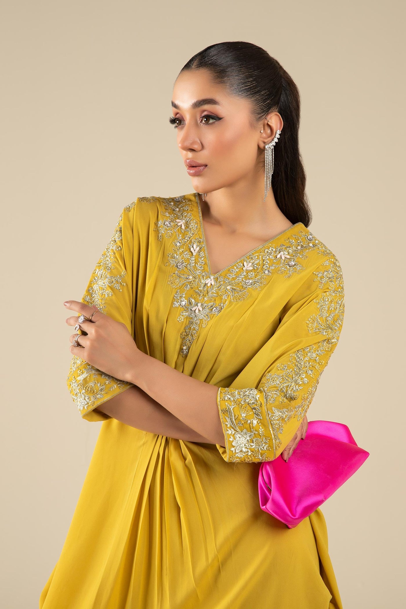 Embroidered Crepe Kaftan | MB-FS25-12