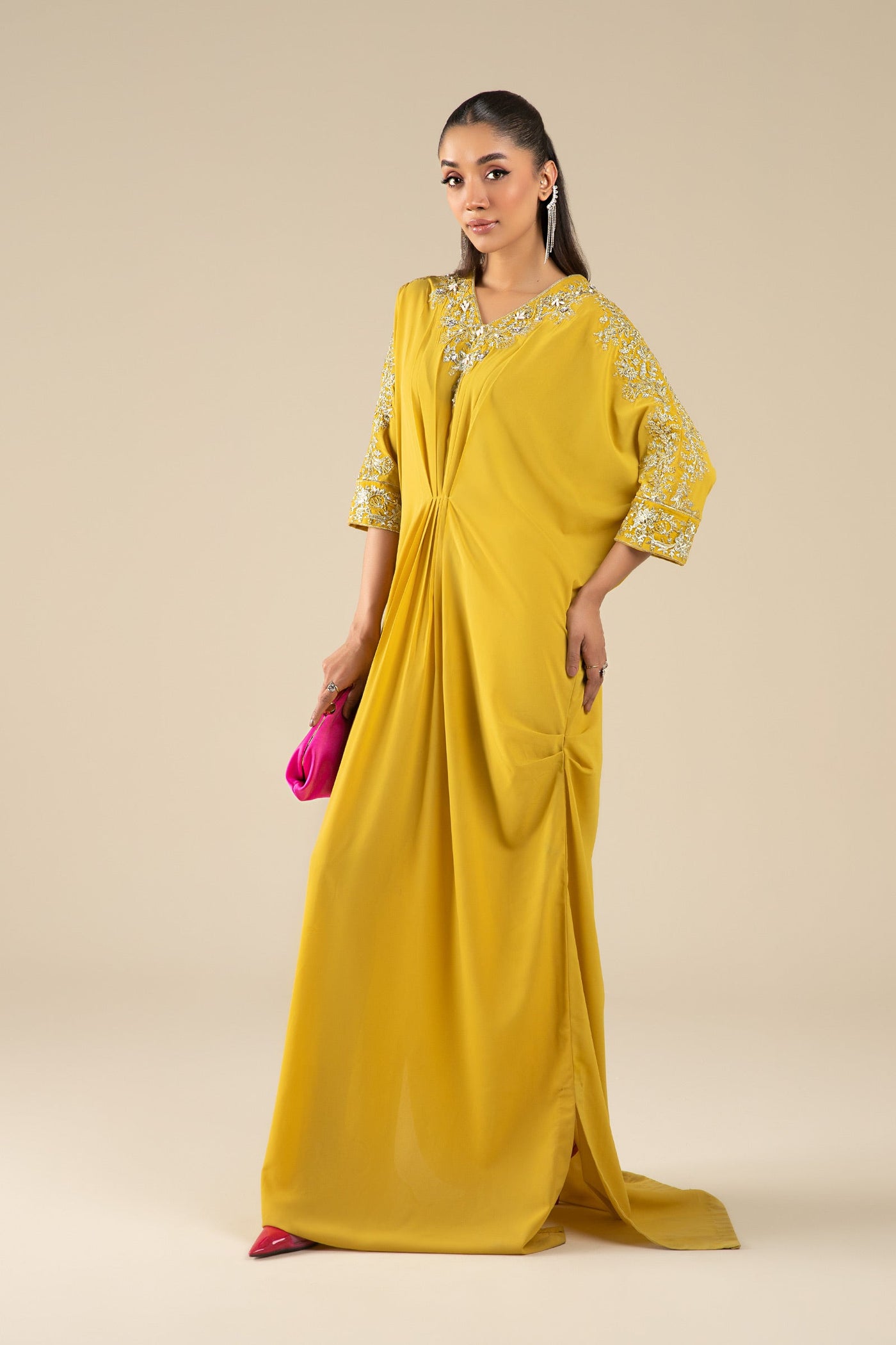 Embroidered Crepe Kaftan | MB-FS25-12