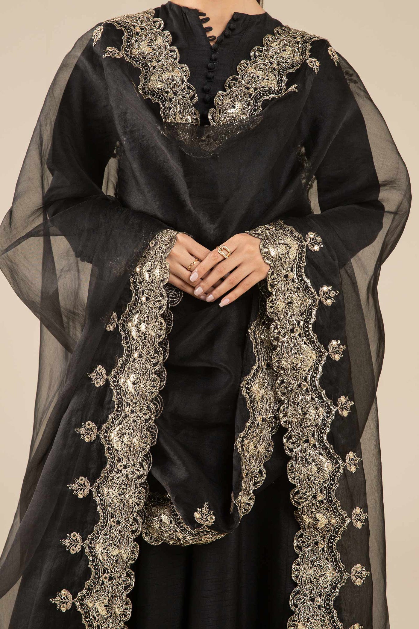 Embroidered Organza Dupatta | MB-FS25-63