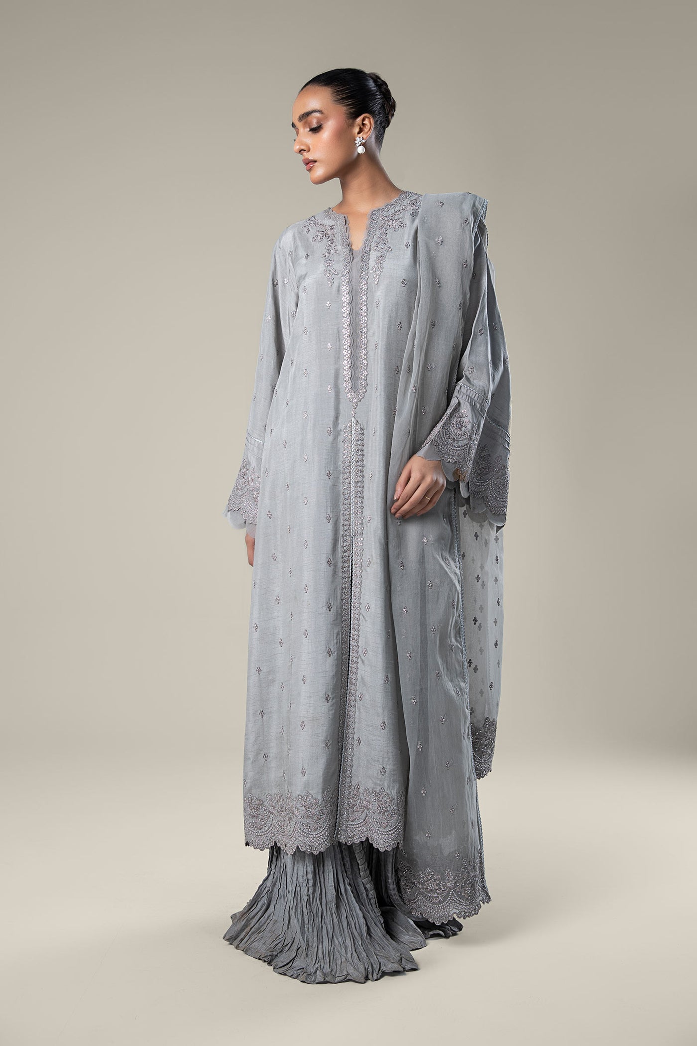 2 Pc Embroidered Raw Silk Suit | MB-WF24-10