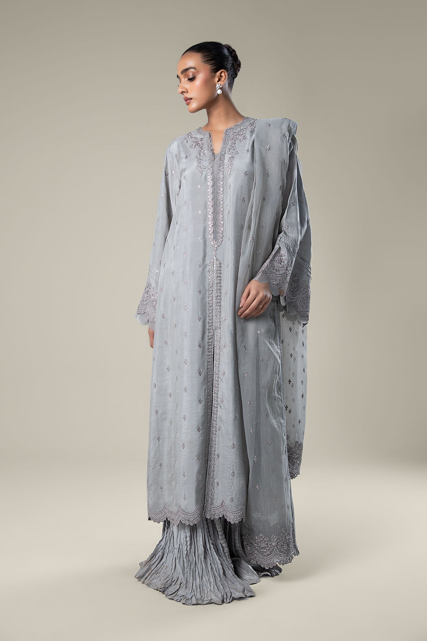 2 Pc Embroidered Raw Silk Suit | MB-WF24-10