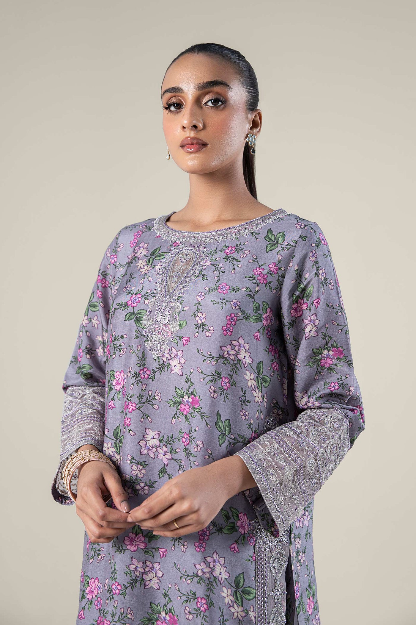 2 Pc Embroidered Raw Silk Suit | MB-WF24-16