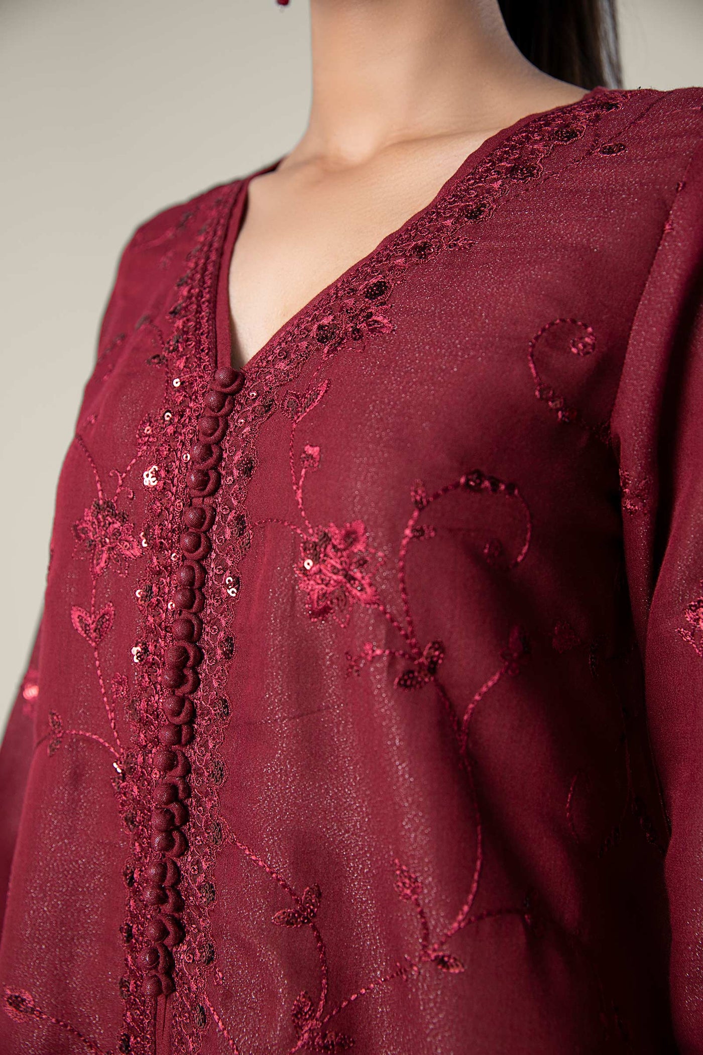 2 Pc Embroidered Silk Suit | MB-WF24-20