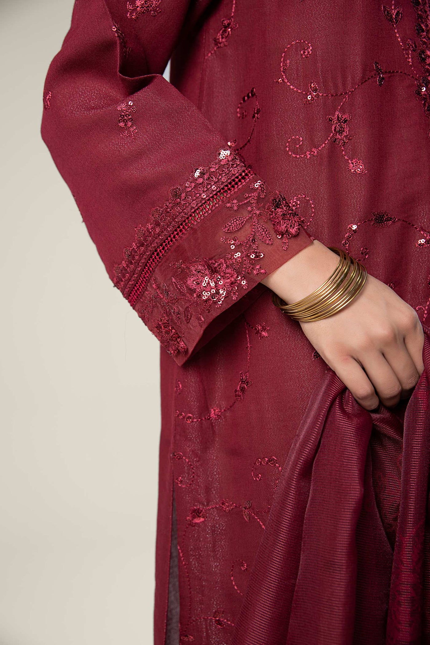 2 Pc Embroidered Silk Suit | MB-WF24-20