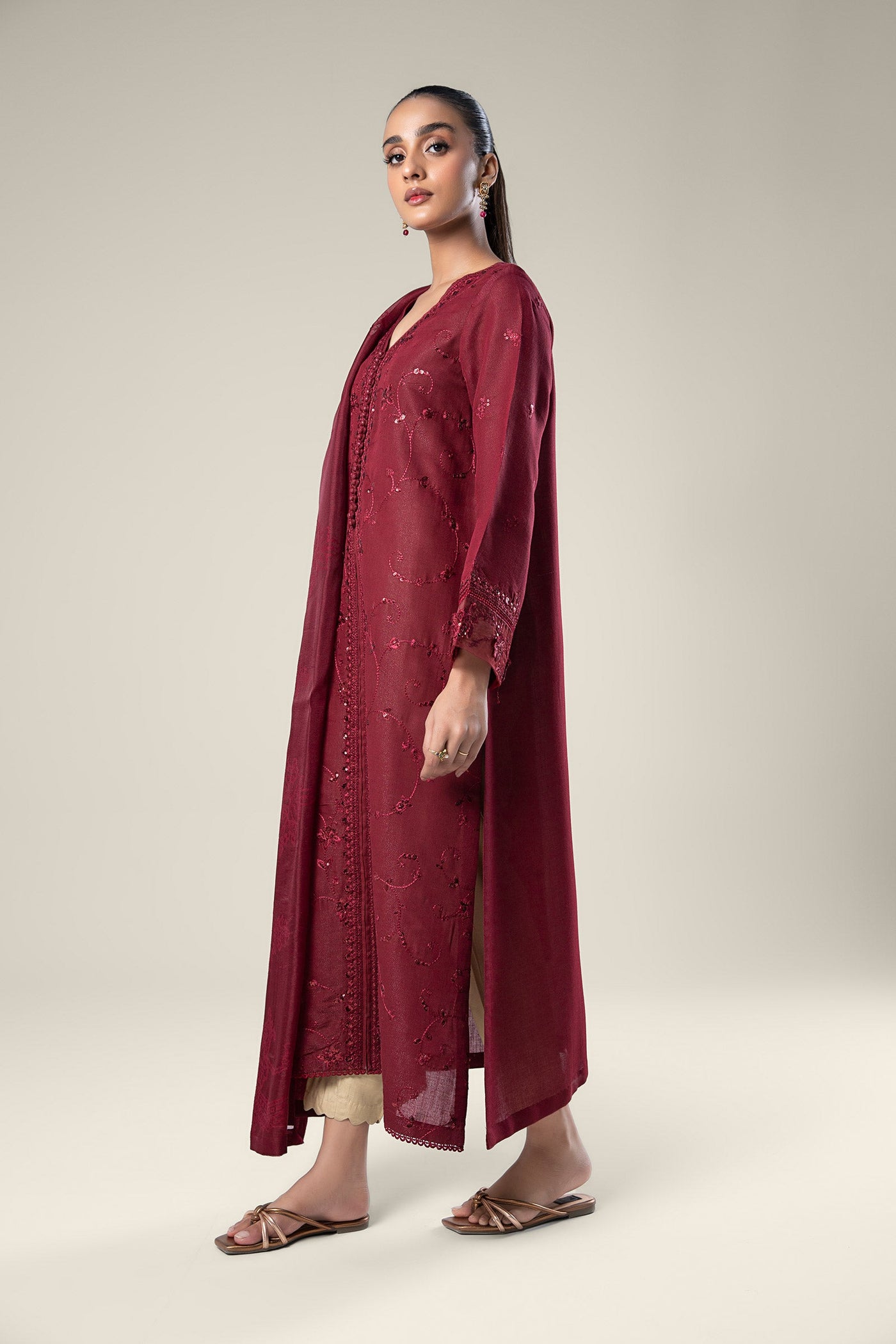 2 Pc Embroidered Silk Suit | MB-WF24-20