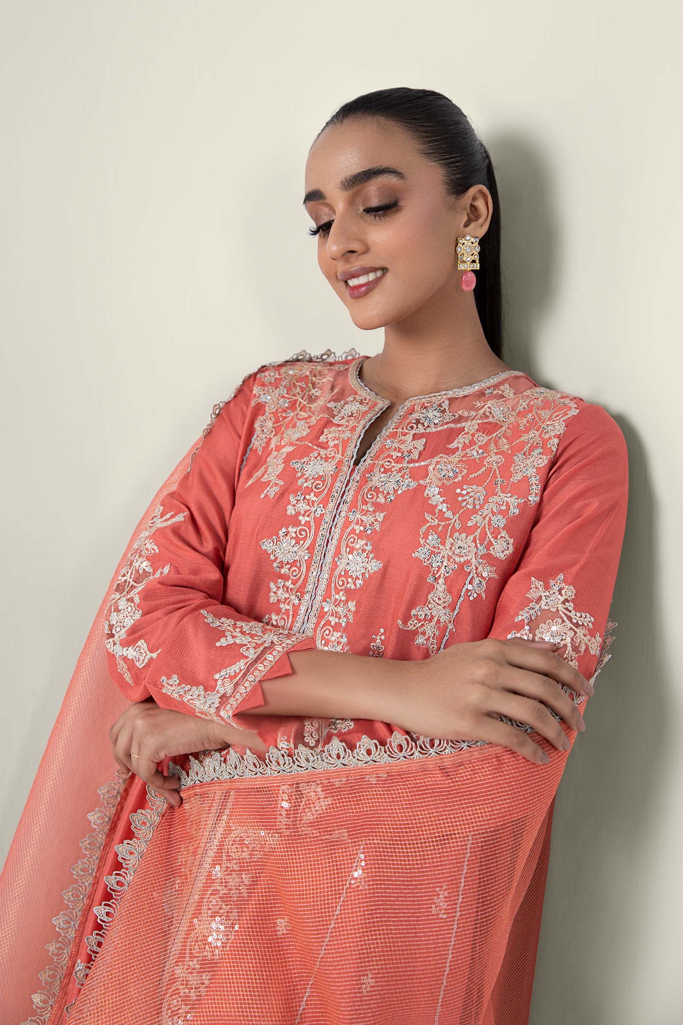 2 Pc Embroidered Khaddi Silk Suit | MB-WF24-24