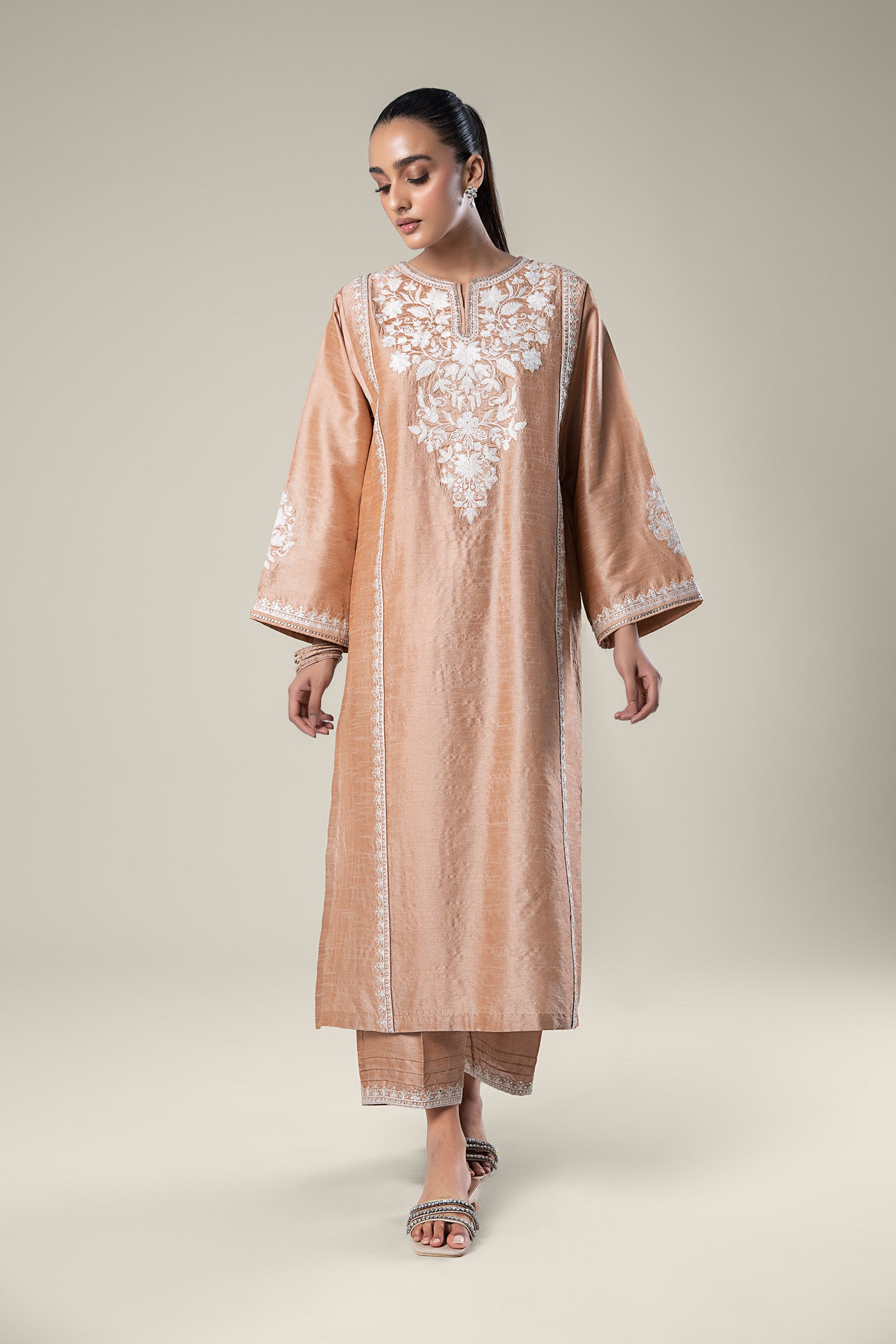 2 Pc Embroidered Tonal Raw Silk Suit | MB-WF24-37