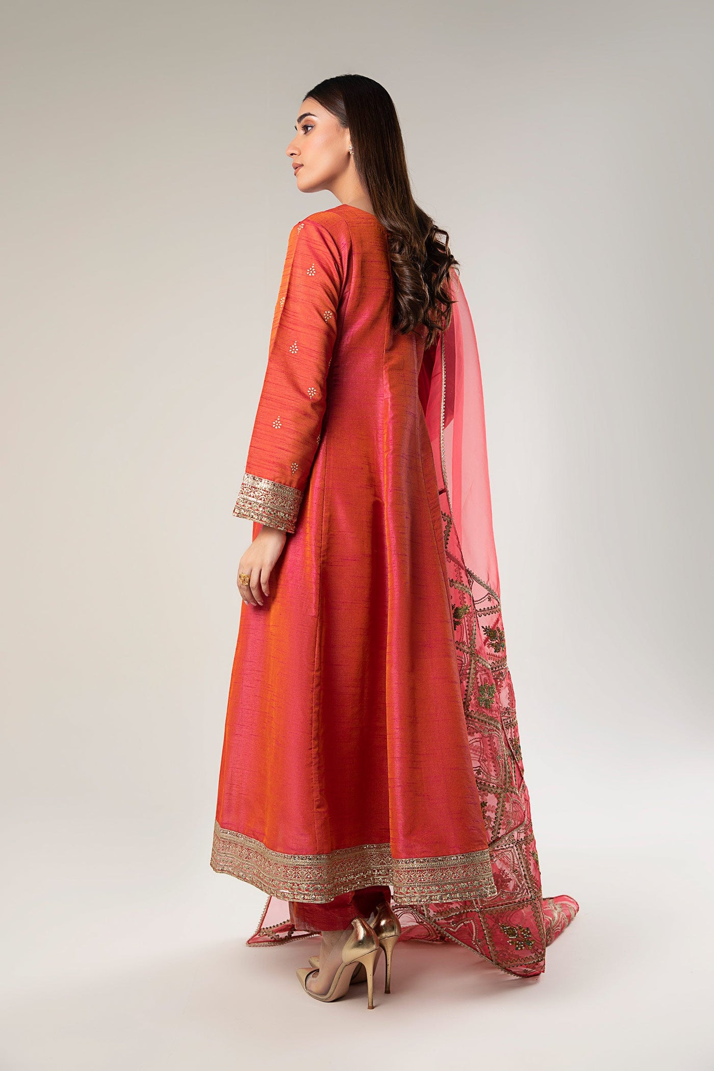 2 Pc Embroidered Tonal Silk Suit | MB-WF24-15