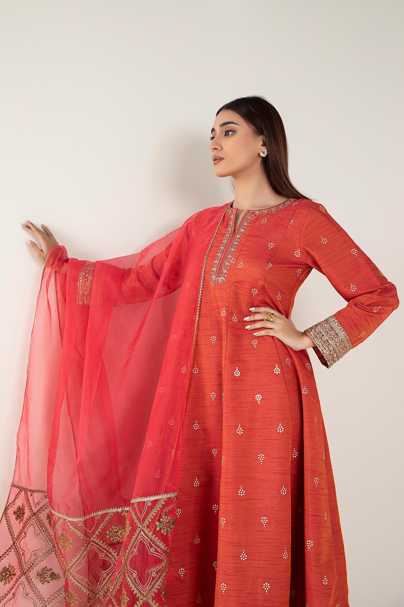 2 Pc Embroidered Tonal Silk Suit | MB-WF24-15