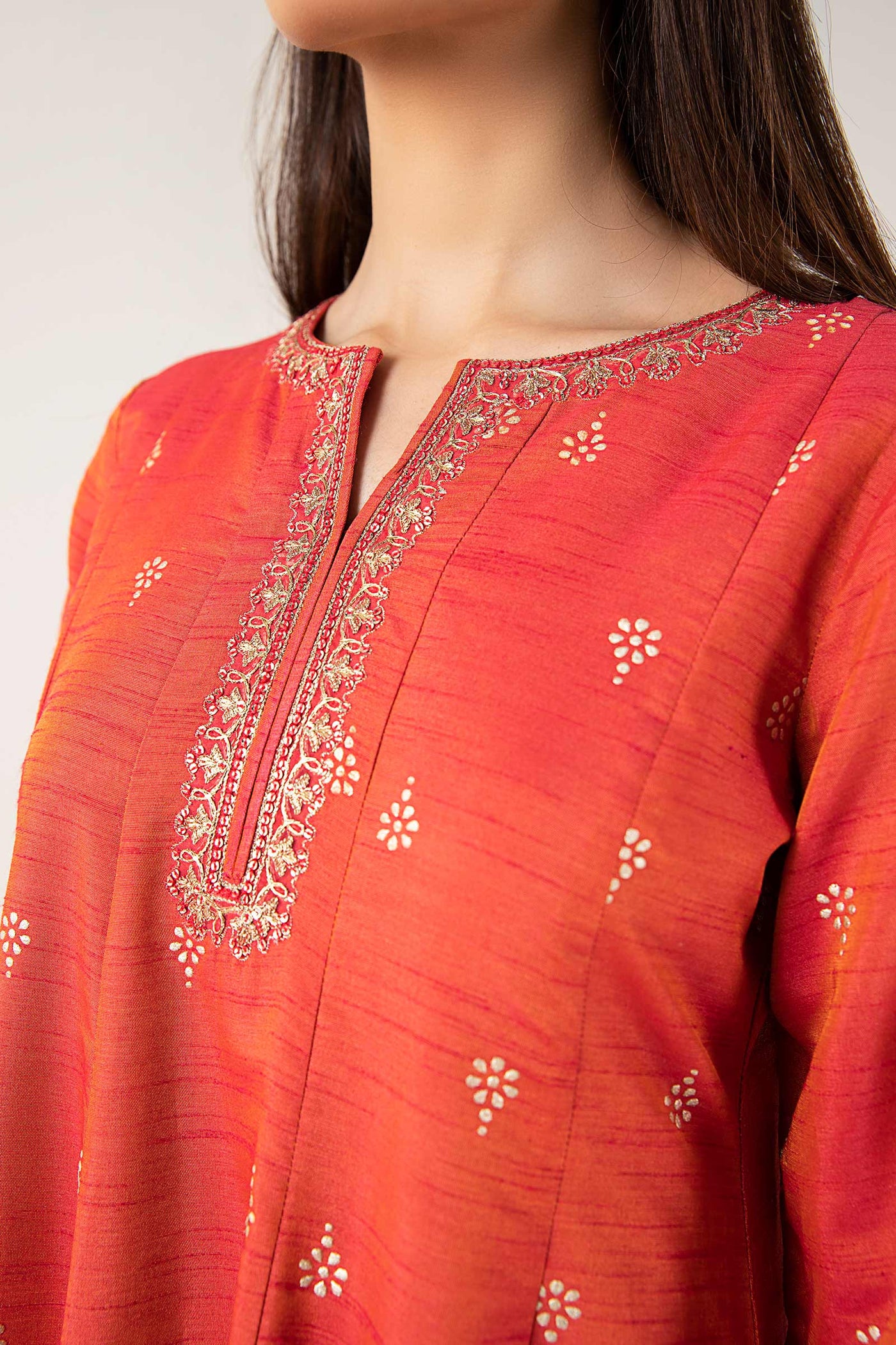 2 Pc Embroidered Tonal Silk Suit | MB-WF24-15