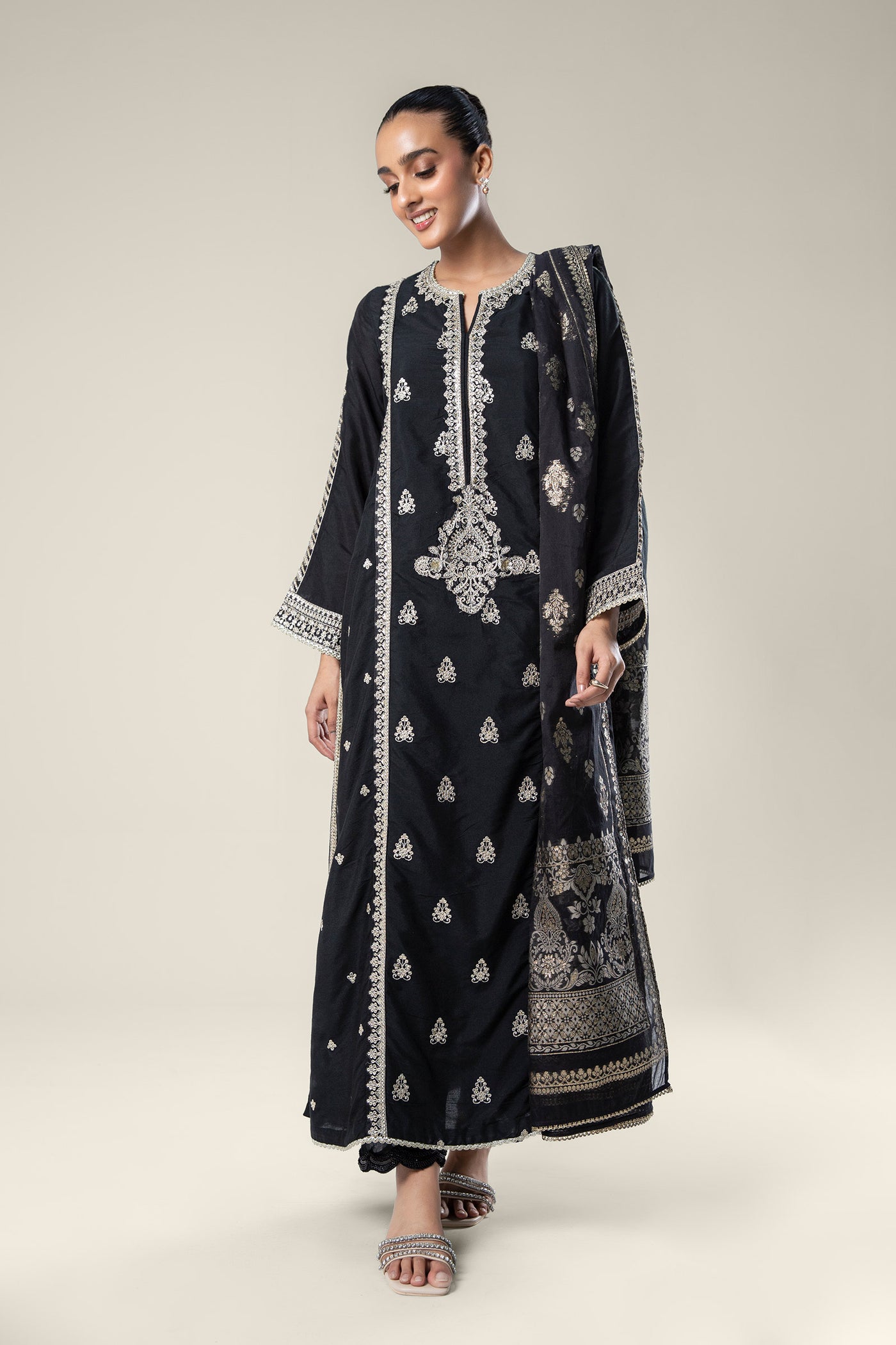 2 Pc Embroidered Khaddi Silk Suit | MB-WF24-28