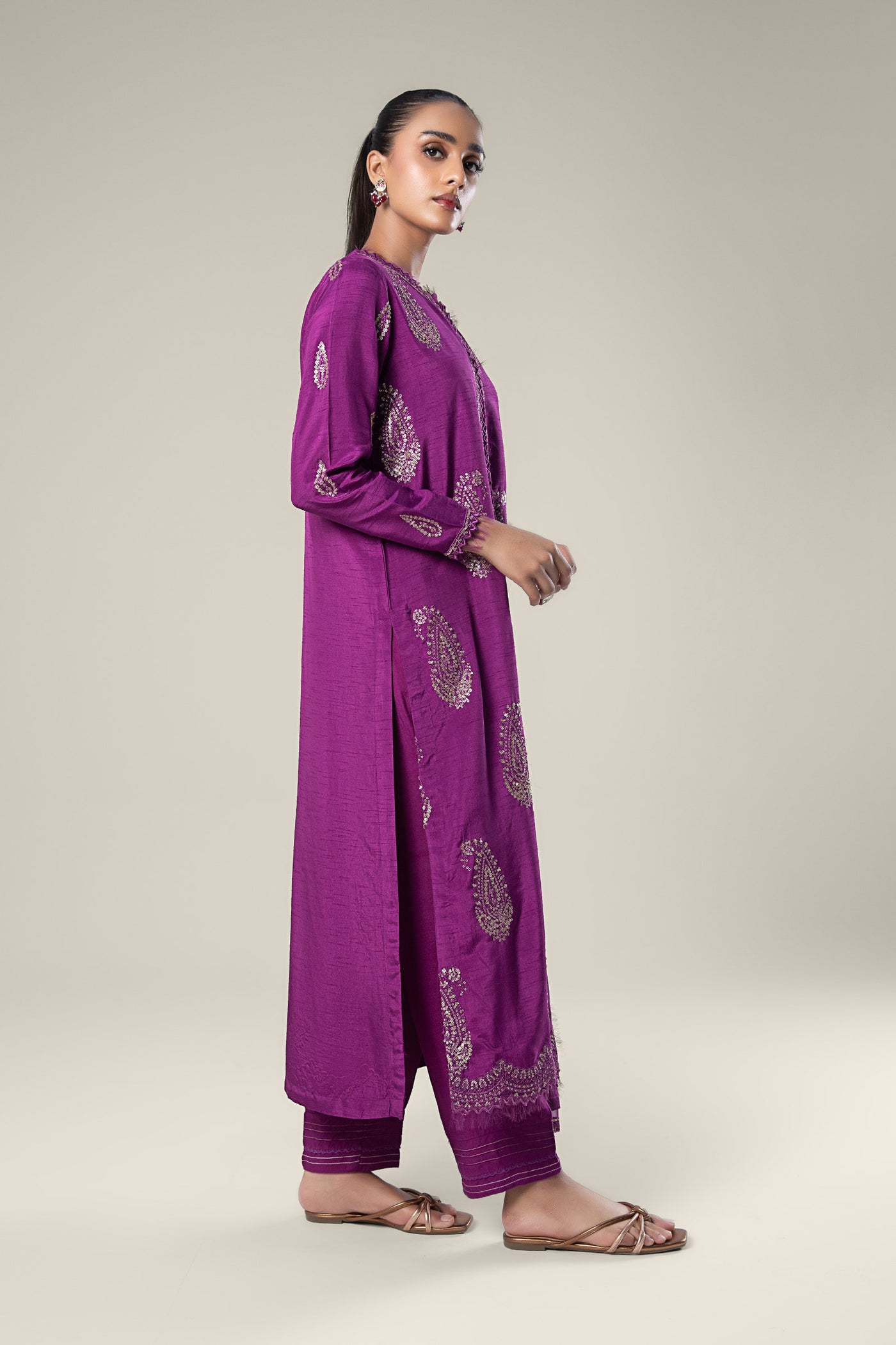 2 Pc Embroidered Raw Silk Suit | MB-WF24-29