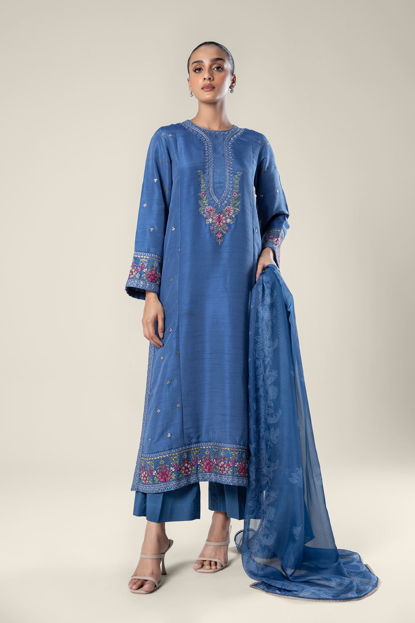 2 Pc Embroidered Raw Silk Suit | MB-WF24-36