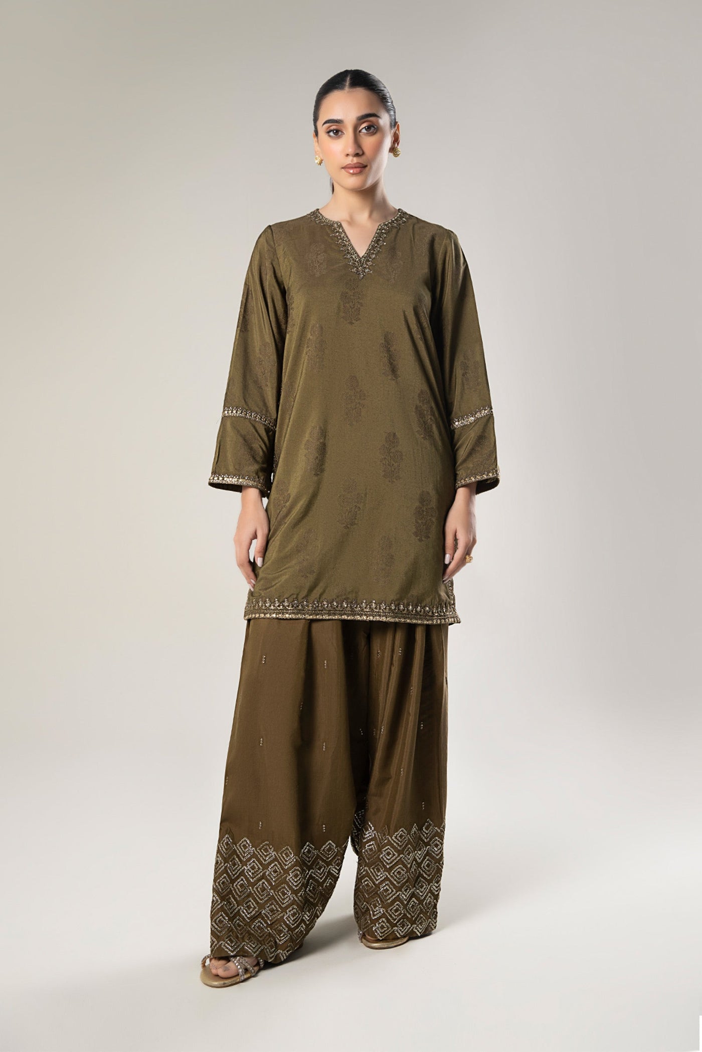 2 Pc Embroidered Jacquard Suit | MB-WF24-38