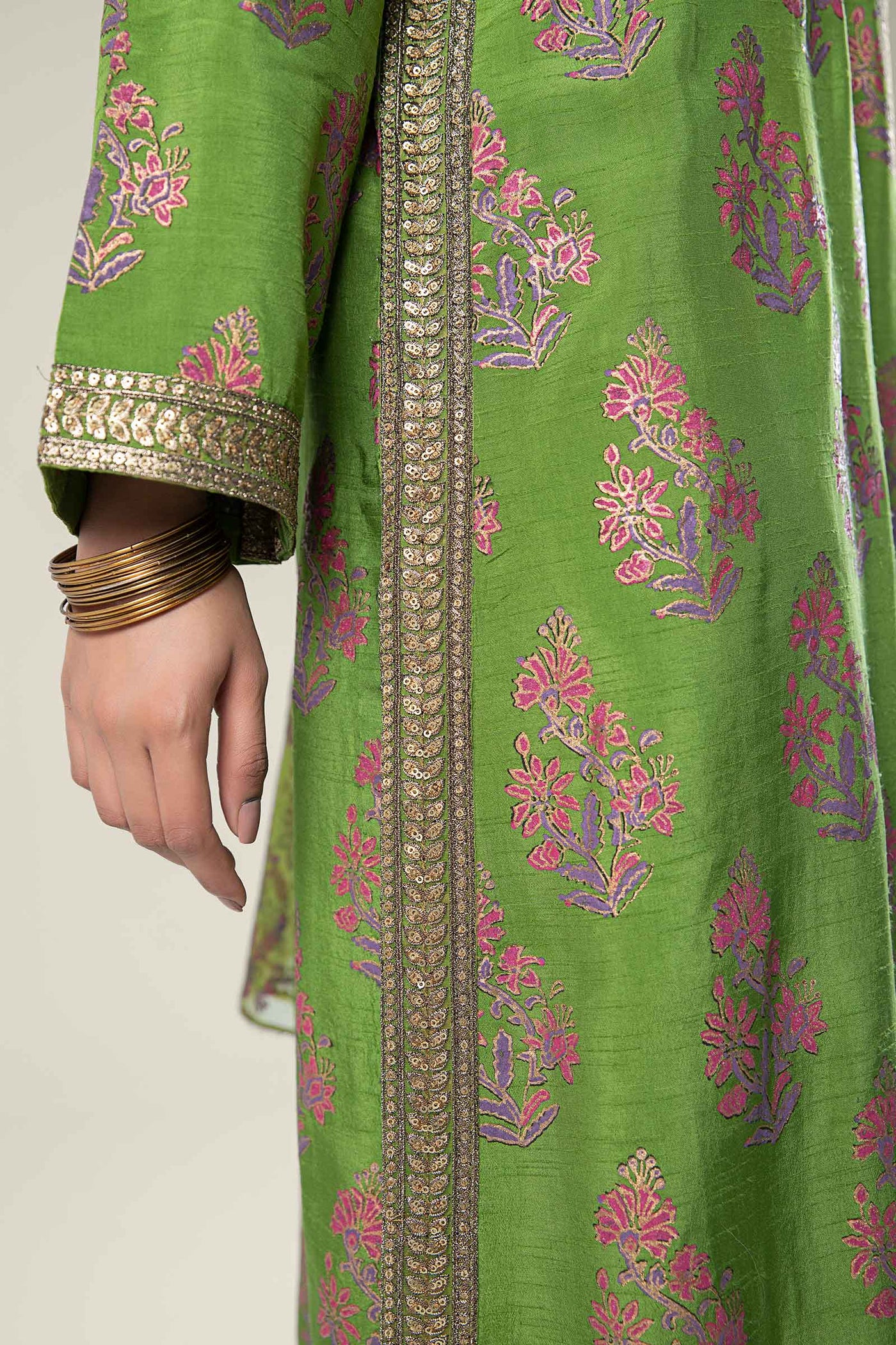 3 Pc Embroidered Raw Silk Suit | MB-WF24-39