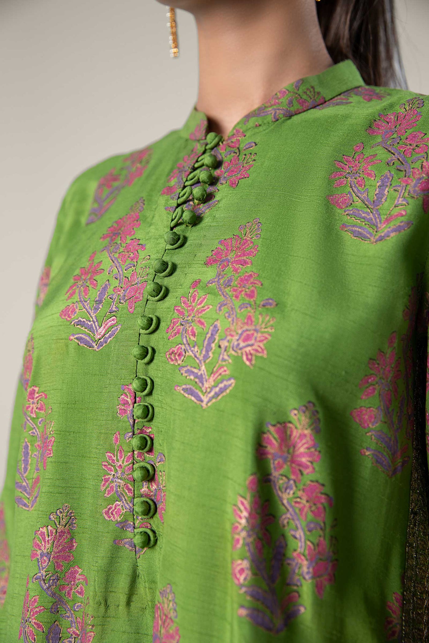 3 Pc Embroidered Raw Silk Suit | MB-WF24-39