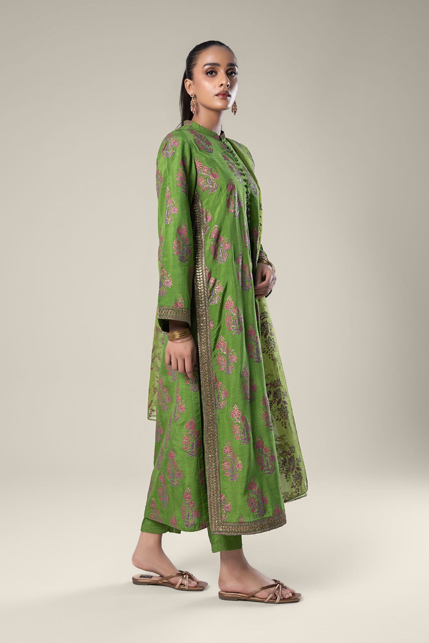 3 Pc Embroidered Raw Silk Suit | MB-WF24-39