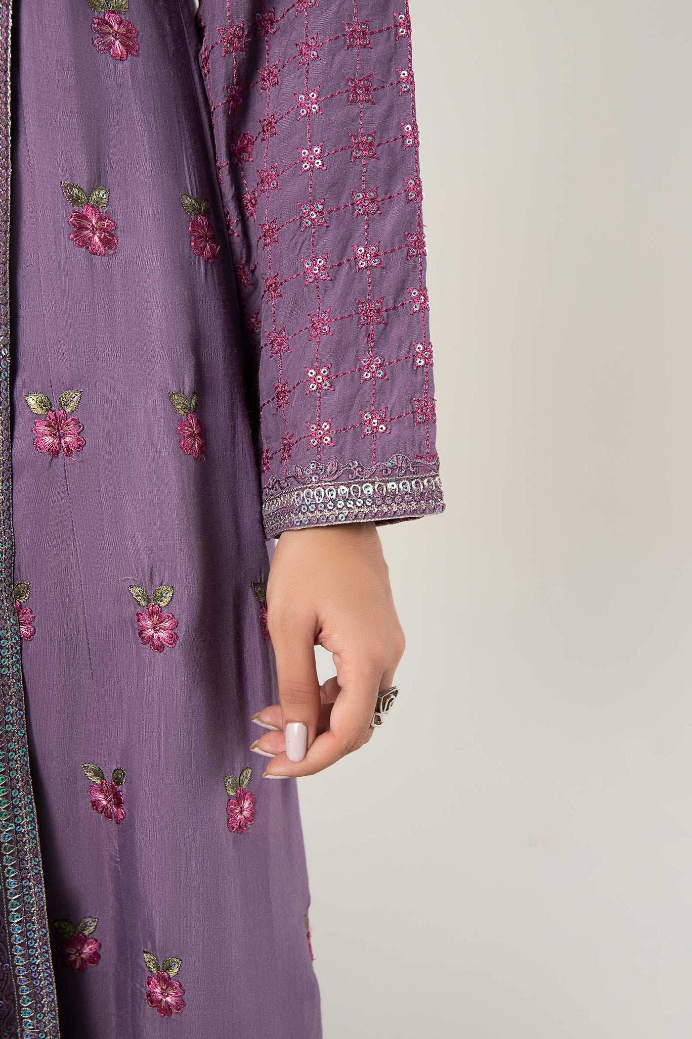 2 Pc Embroidered Raw Silk Suit | MB-WF24-43