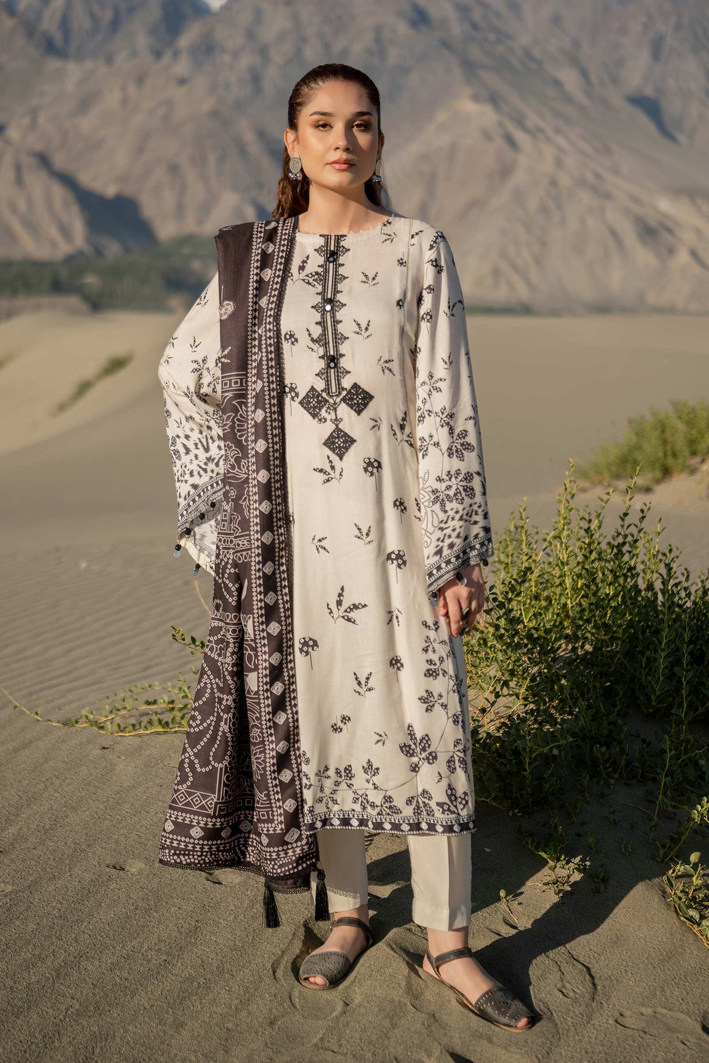 3 Pc Unstitched Printed Linen Suit | 507-A