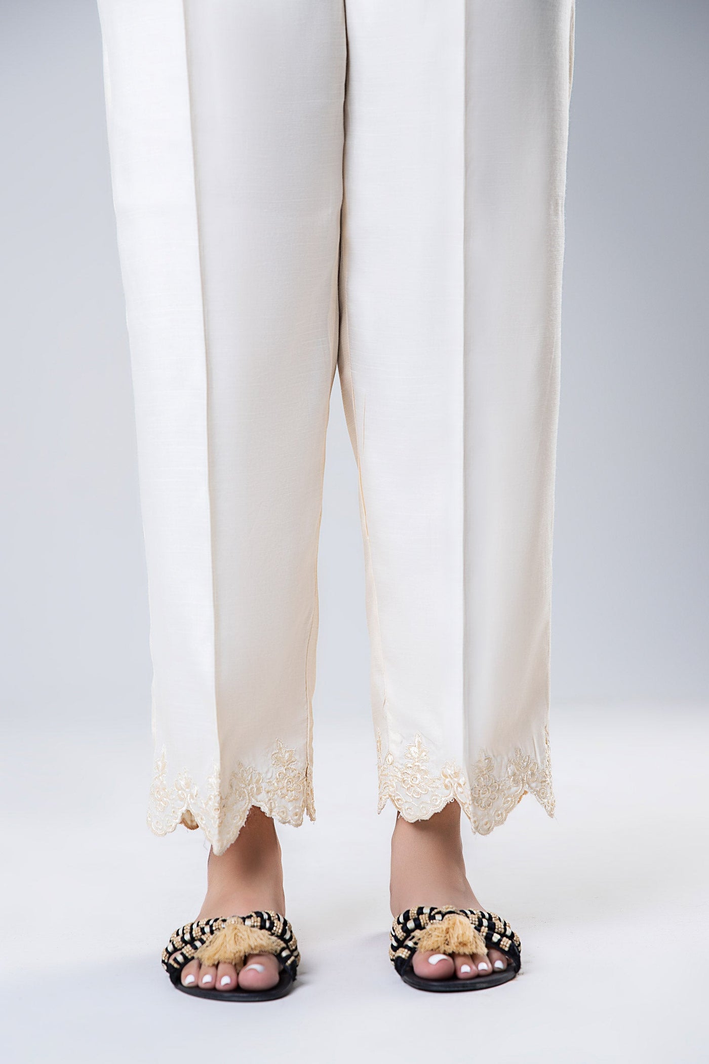 Embroidered Raw Silk Trouser | MB-WF24-03