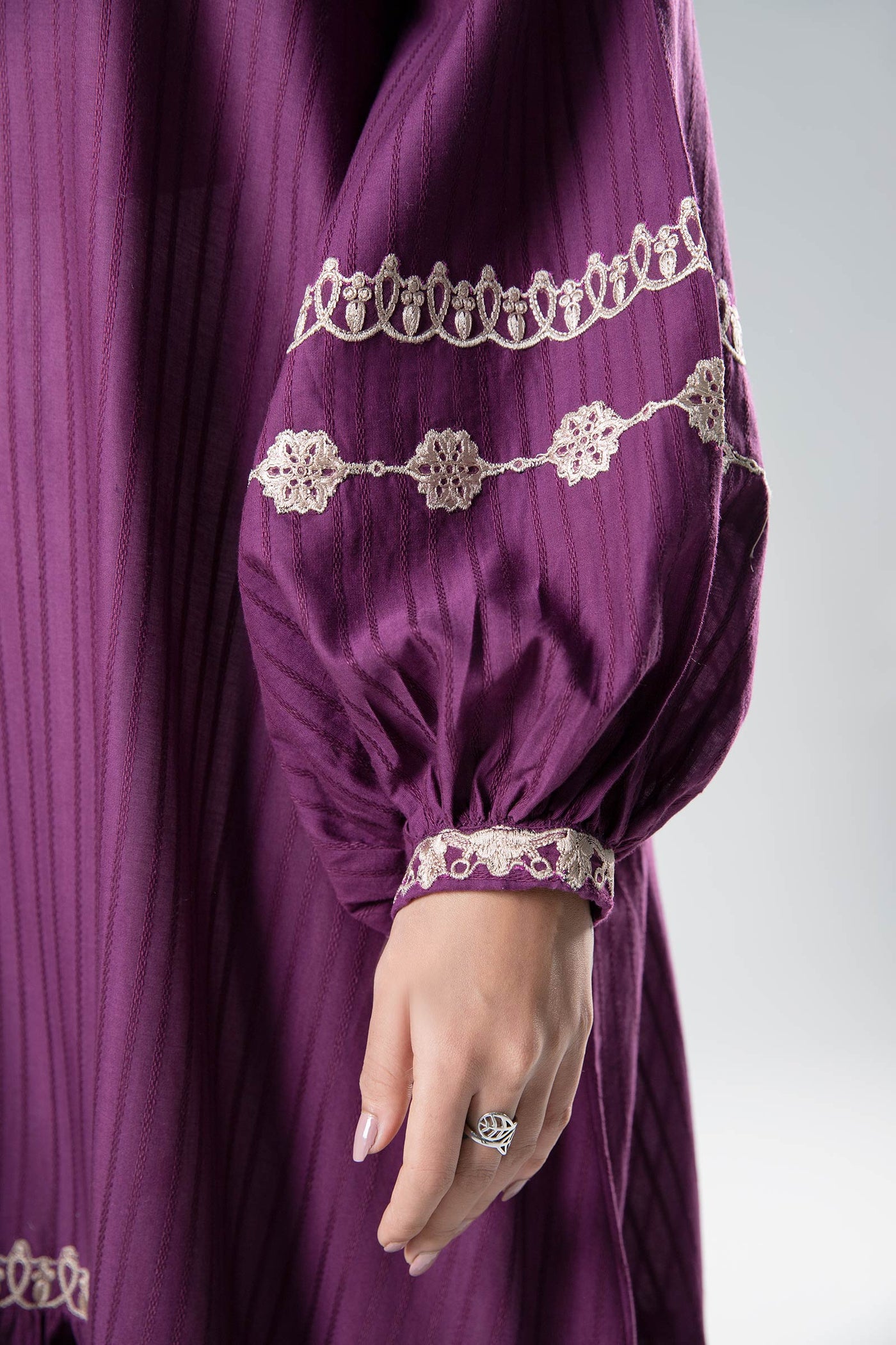 Embroidered Textured Frock | MB-WS24-109