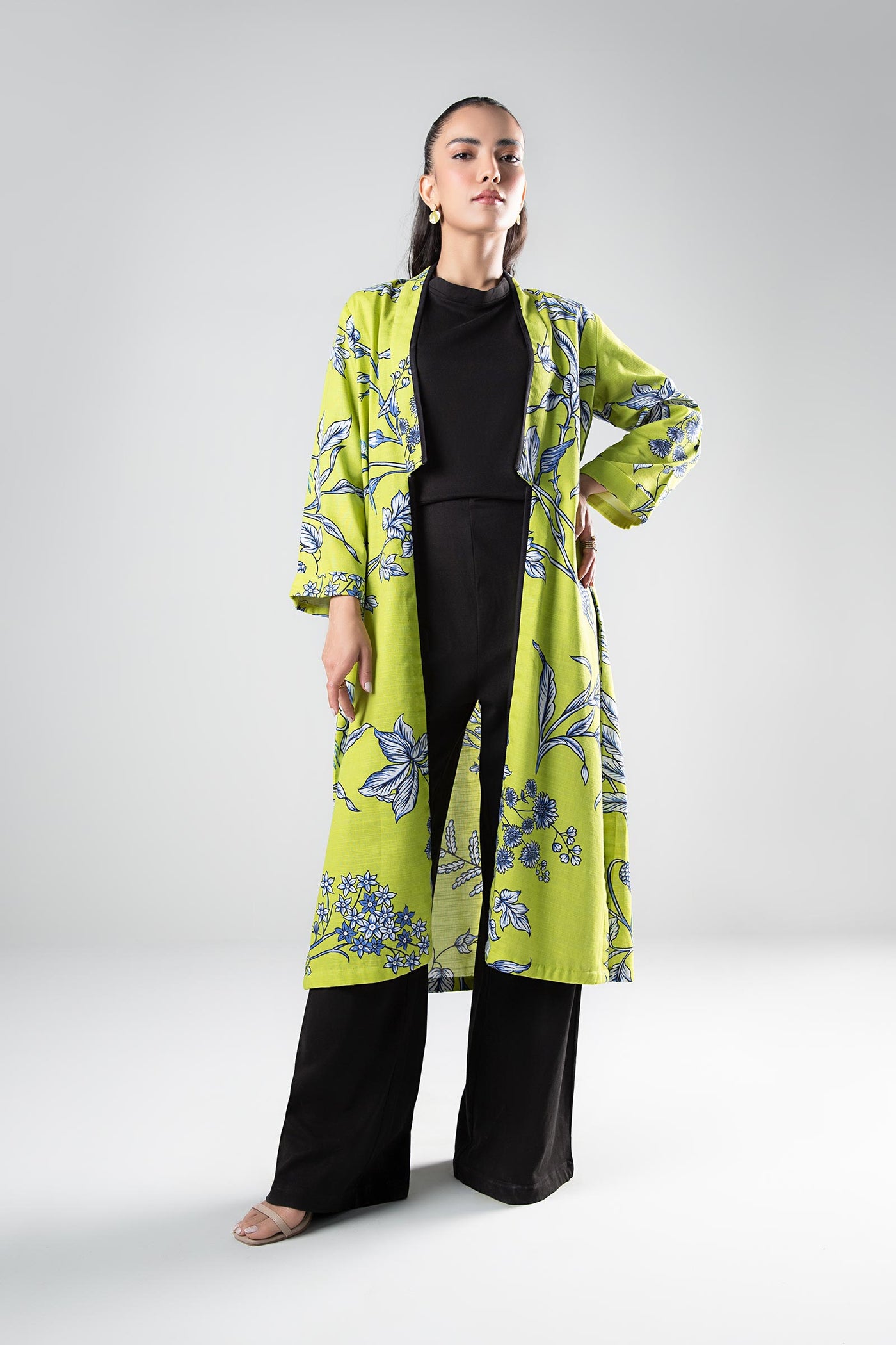 Printed Khaddar Kimono Jacket | MB-WS24-25