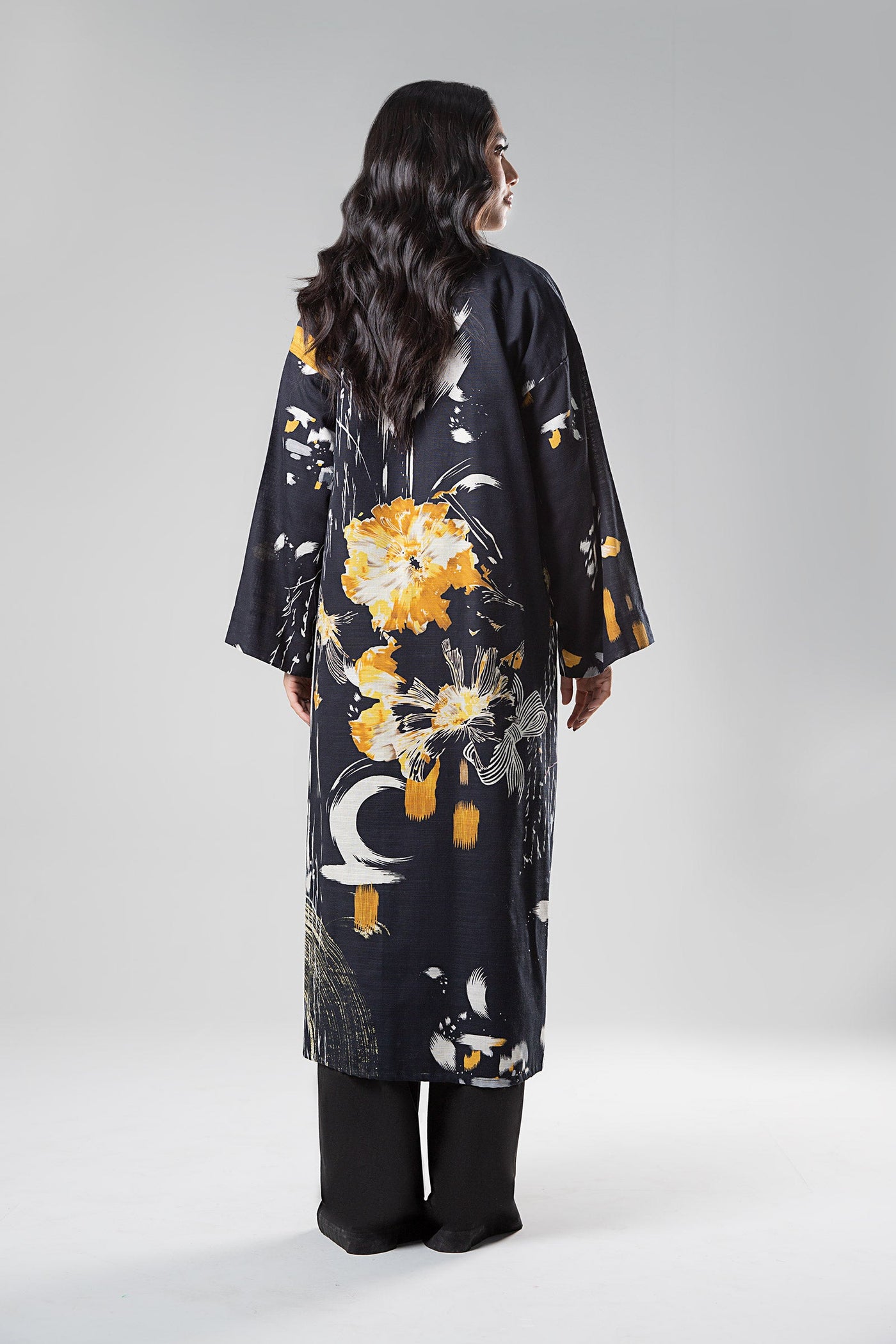 Printed Khaddar Kimono Jacket | MB-WS24-27