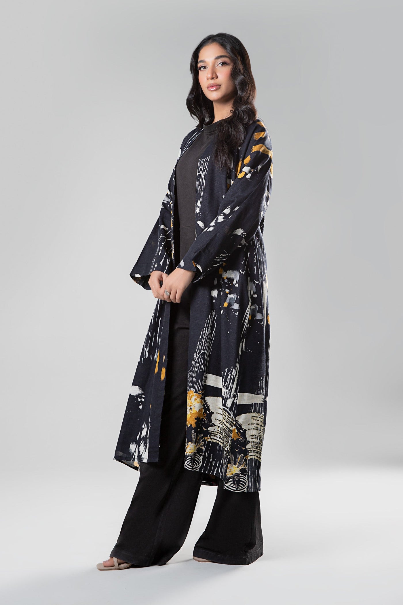 Printed Khaddar Kimono Jacket | MB-WS24-27