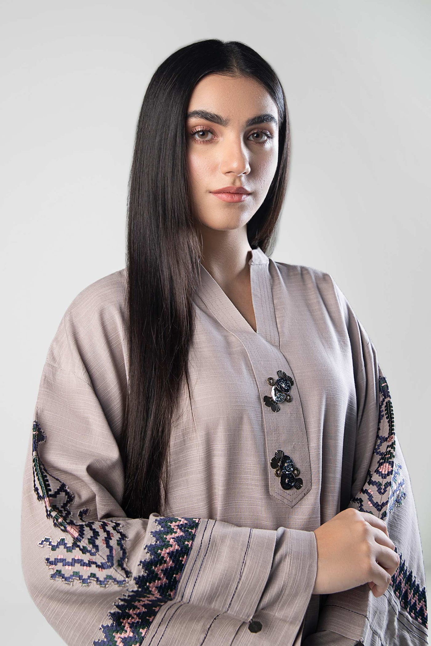 Embroidered Khaddar Shirt | MB-WS24-36