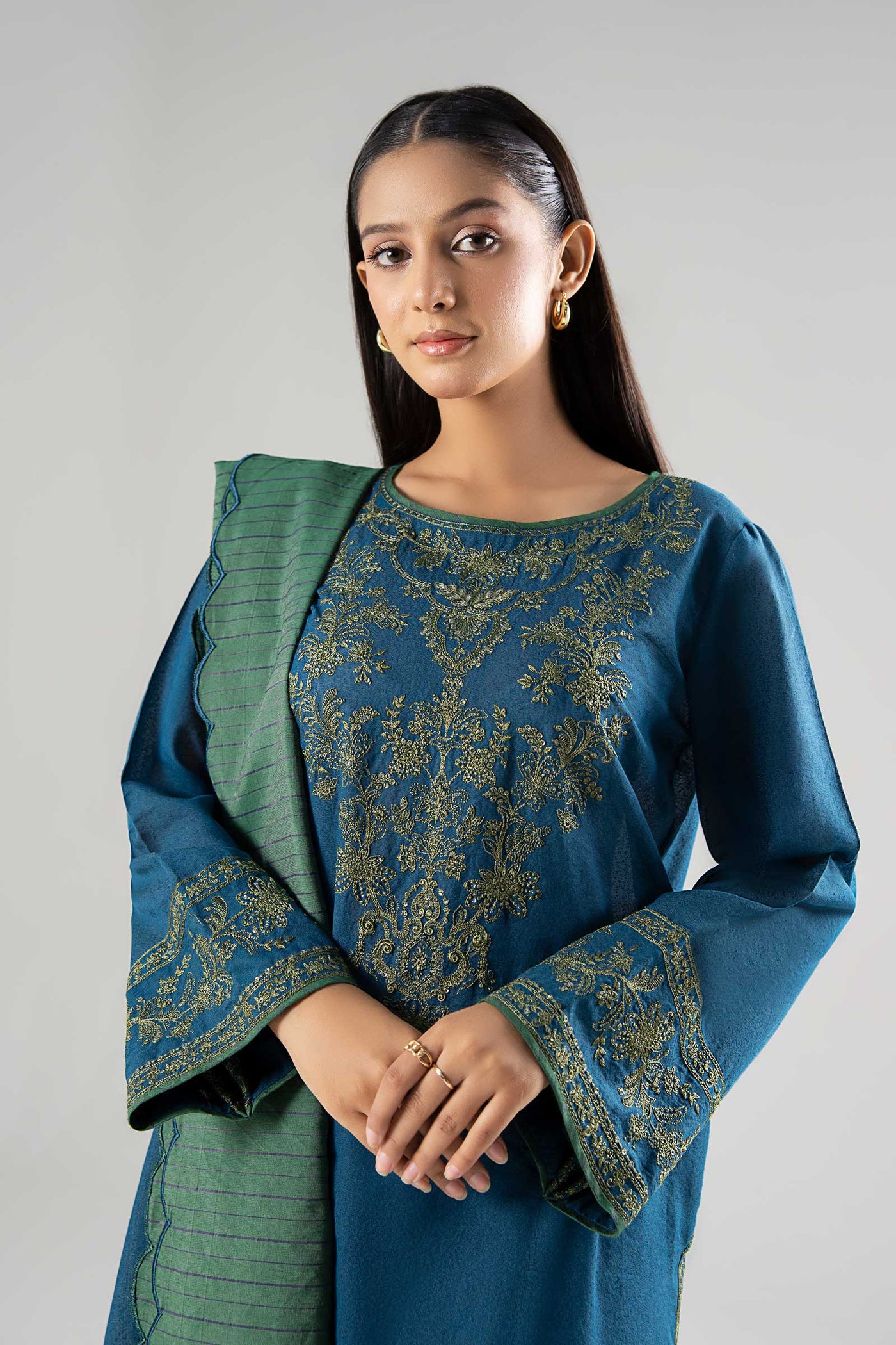 3 Pc Embroidered Neps Suit | MB-WS24-89