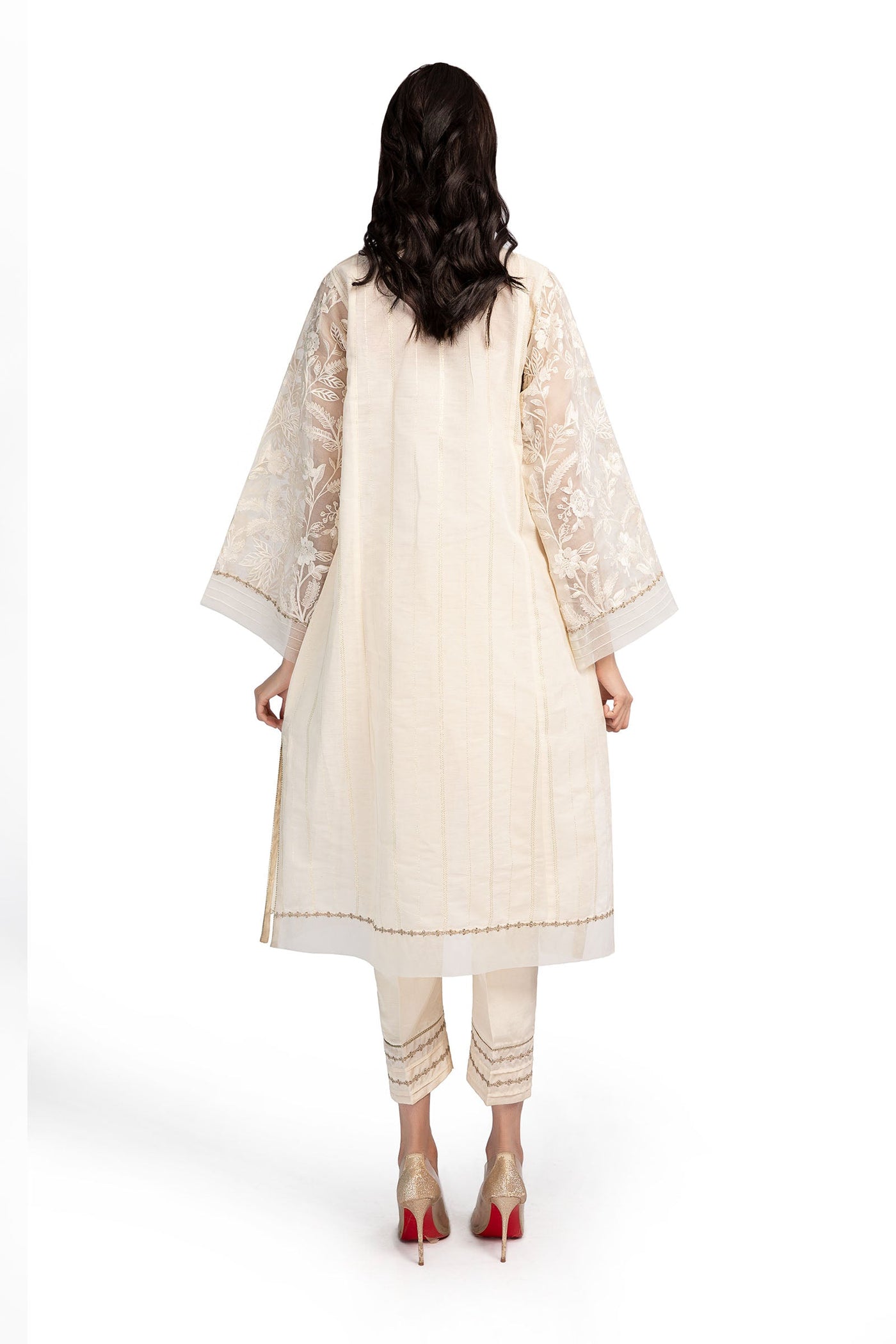 2 Piece Embroidered Raw Silk Suit | MB-F23-303