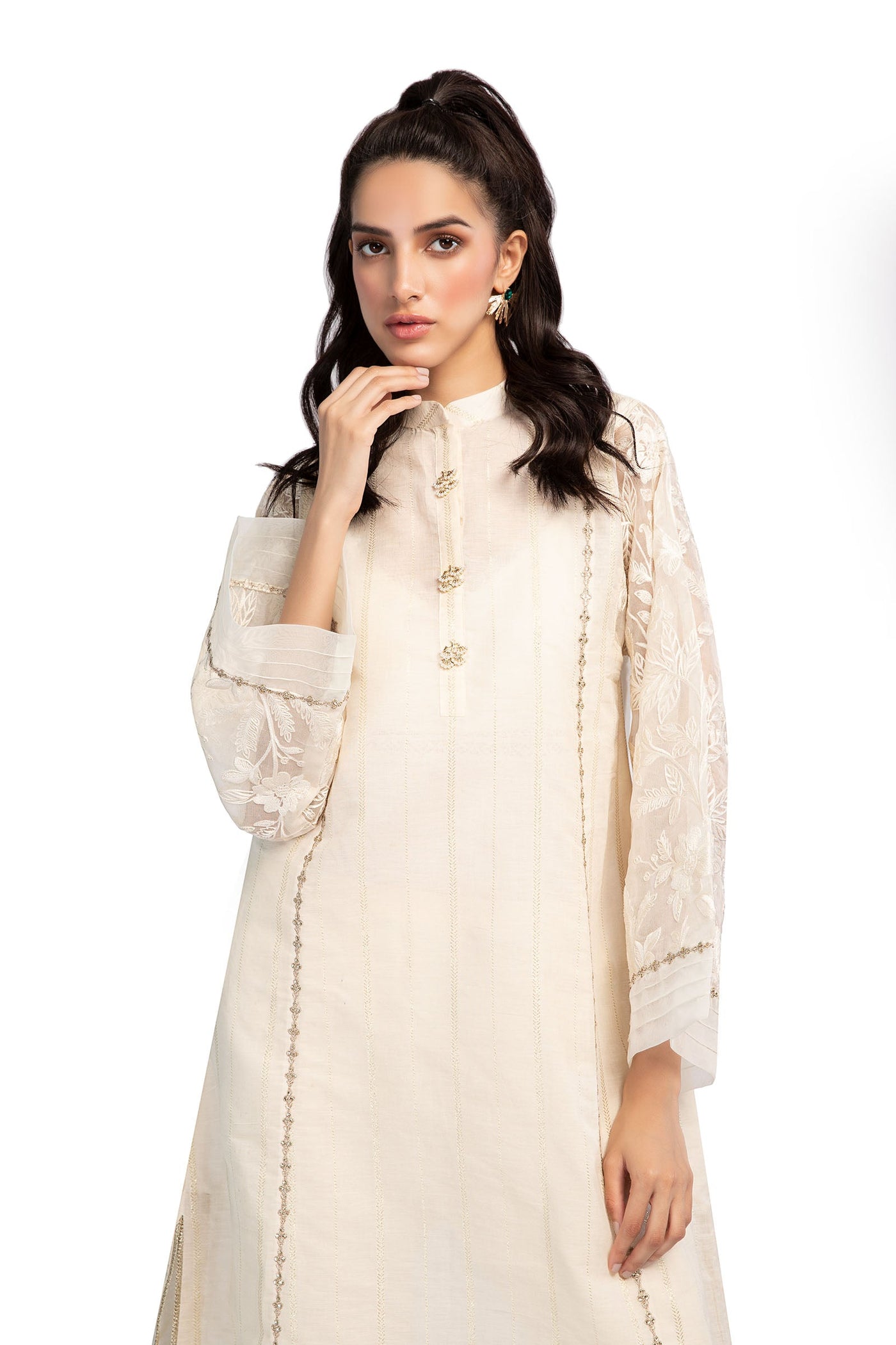 2 Piece Embroidered Raw Silk Suit | MB-F23-303