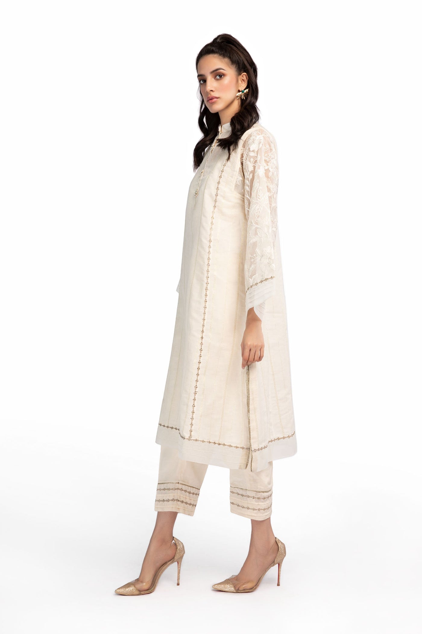 2 Piece Embroidered Raw Silk Suit | MB-F23-303