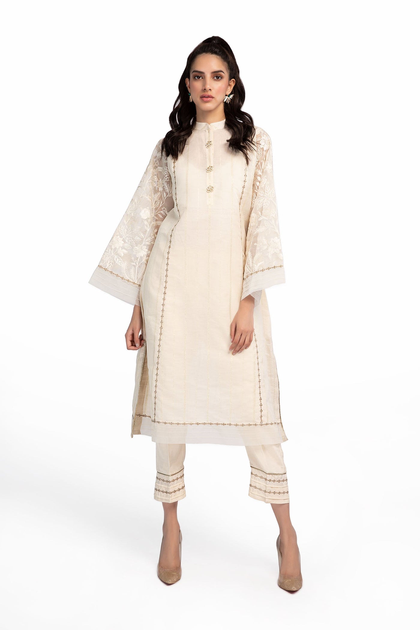 2 Piece Embroidered Raw Silk Suit | MB-F23-303