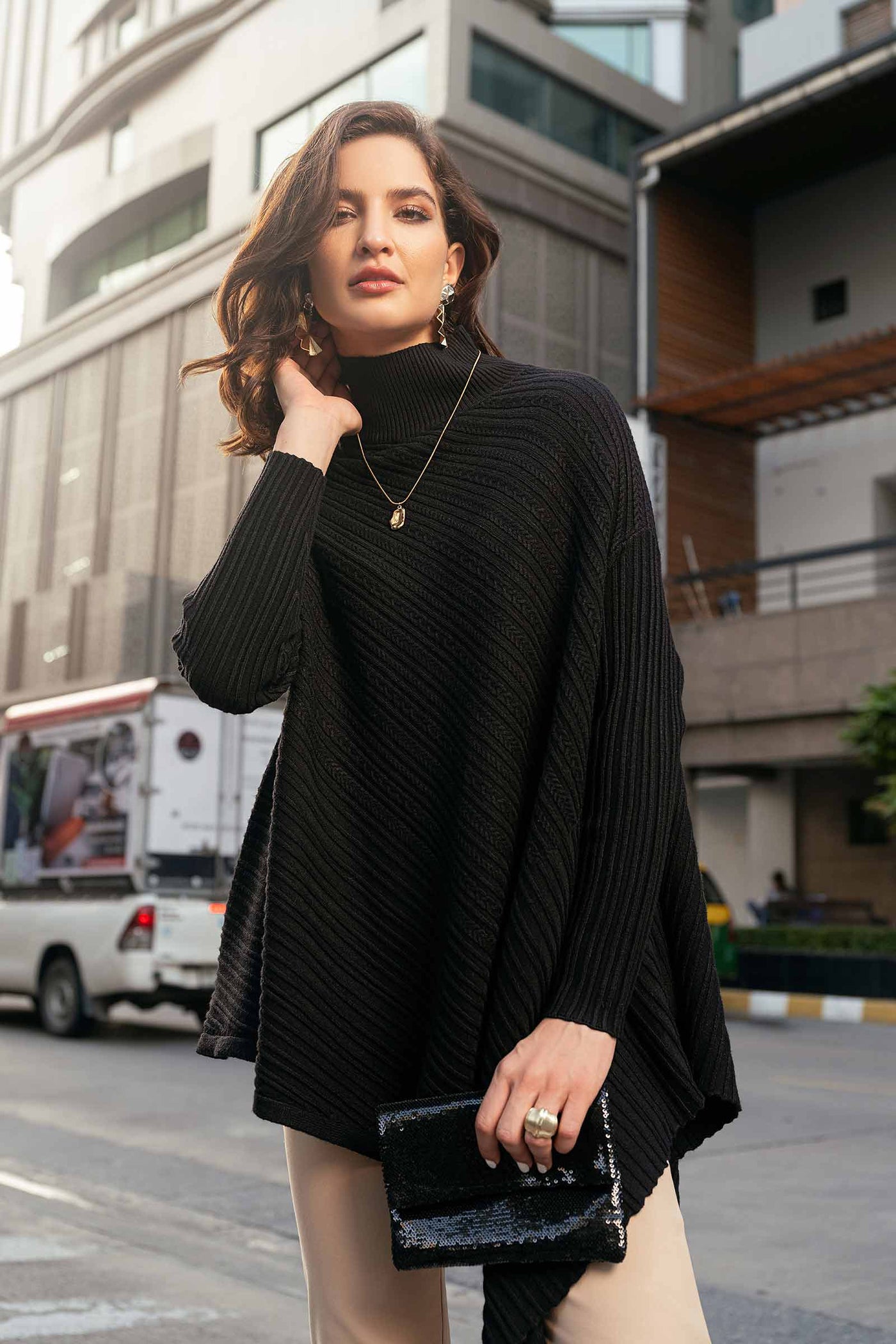 Asymmetrical Sweater (Free Size)