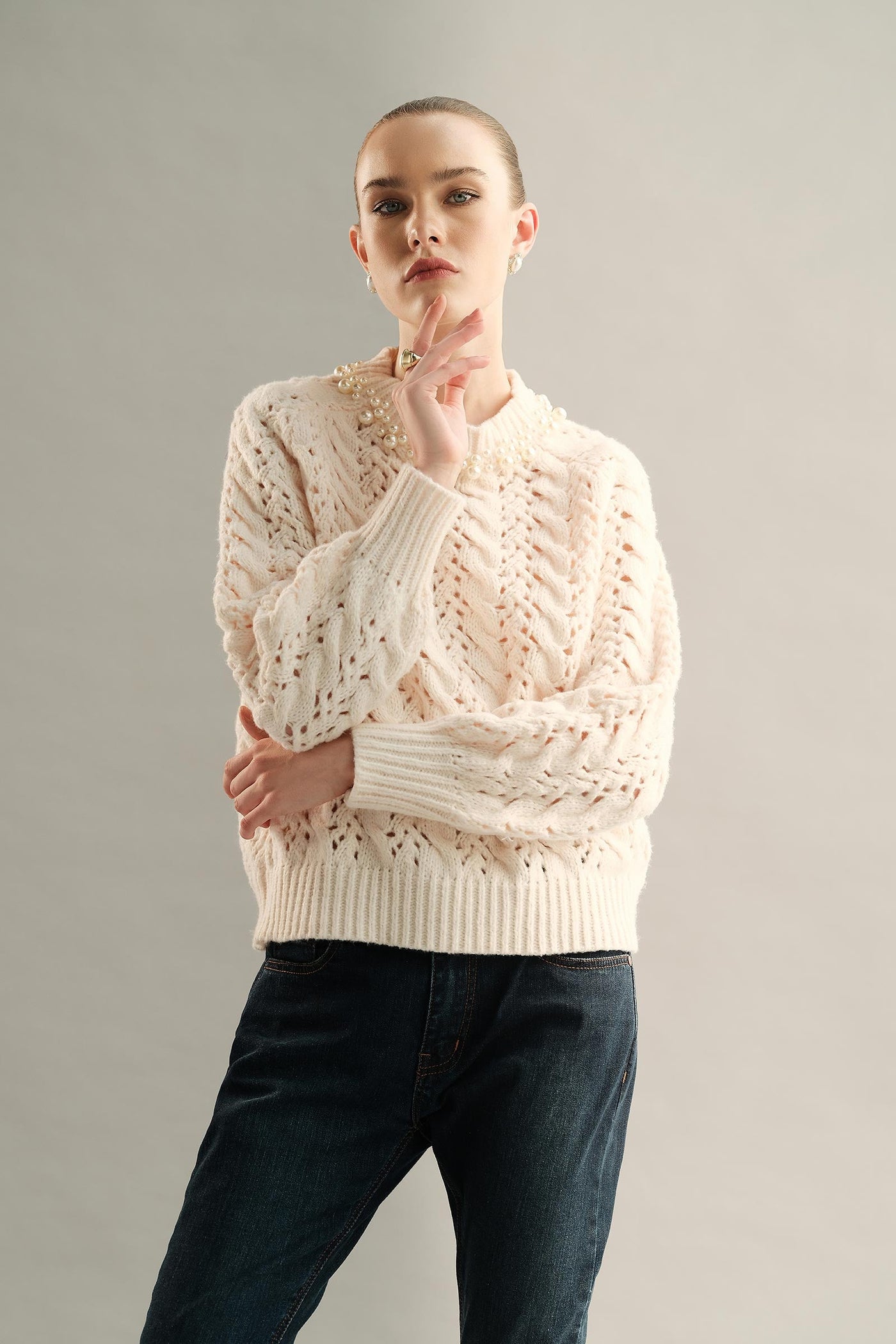 Pearl Woven Sweater (Free Size)