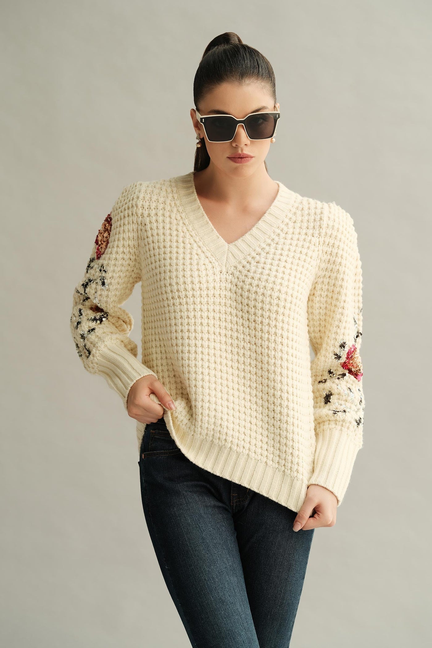 Floral Sweater (Free Size)