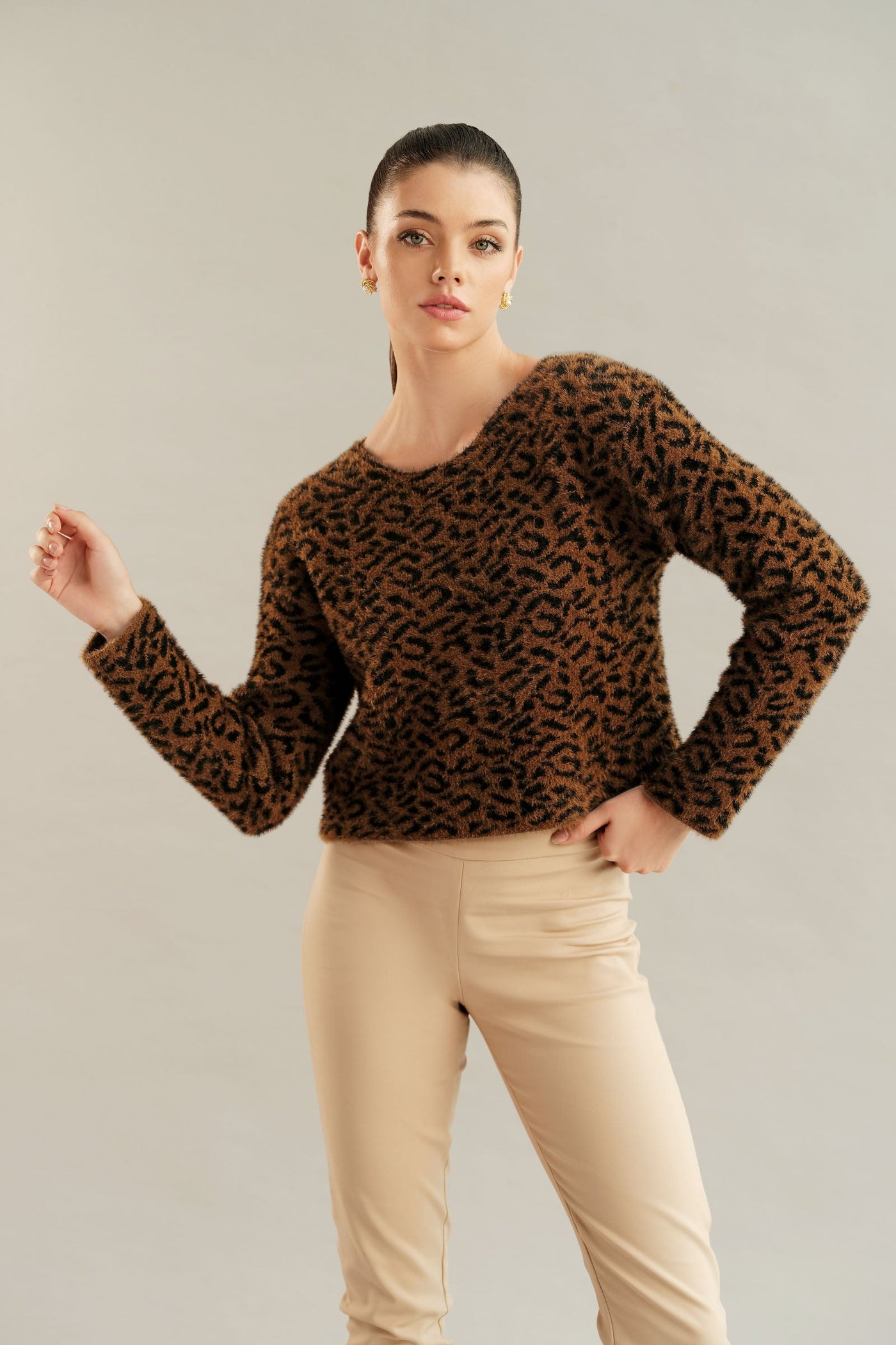 Leopard Print Sweater (Free Size)